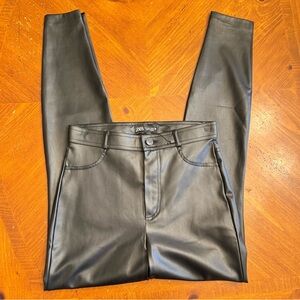 Zara ZW Collection High Rise Faux Leather Ankle Zip Leggings Pants Black Size S